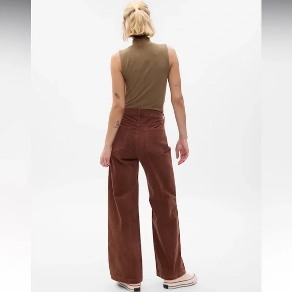 Gap brown high stride corduroy button down pants 32/14R - Picture 2 of 5